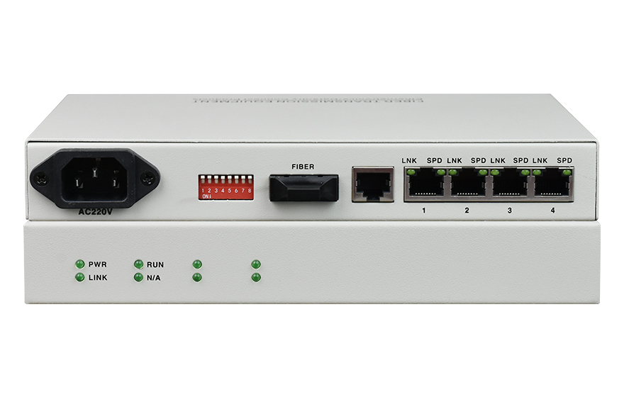 四海全讯5123-4路百兆以太可配置VLAN型光纤收发器