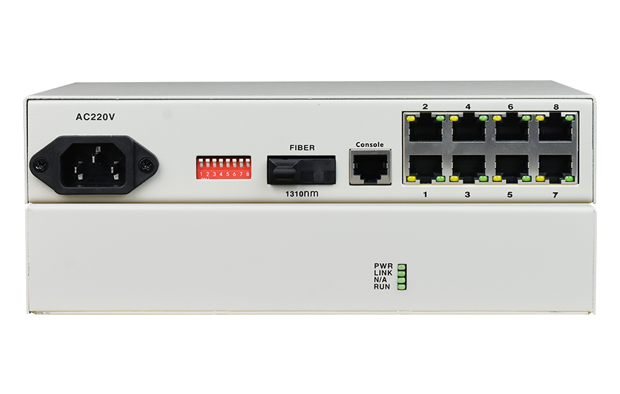 四海全讯5123-管理型 1光8电百兆光纤收发器