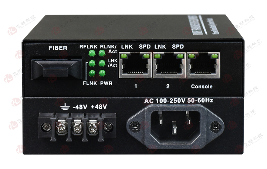 四海全讯5123-带远端管理1光2电百兆光纤收发器