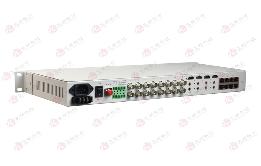 四海全讯5123-4路HDMI视频+2路千电+4路百电(物理隔离)+8路电话+开关量+串口+E1 光端机