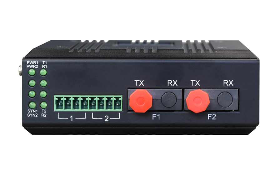 四海全讯5123-工业轨式1-2路RS232/422/485(三种接口可选) 光纤环网 光端机